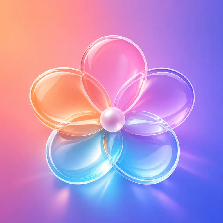 Glassmorphism 玻璃拟态棱镜花朵应用图标