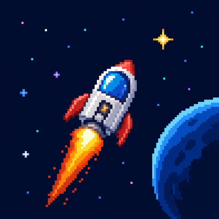 Pixel Art 像素风太空火箭应用图标