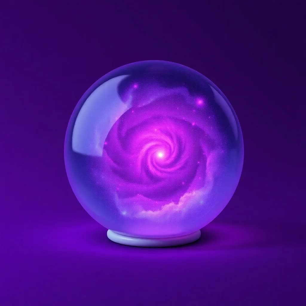 AI 生成的 3D 粘土风格应用图标 - 内含星系的魔法水晶球