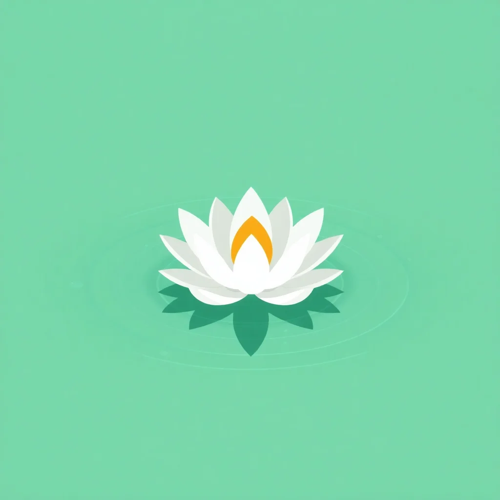 AI 生成的扁平设计应用图标 - 禅意莲花，适用于冥想和健康应用